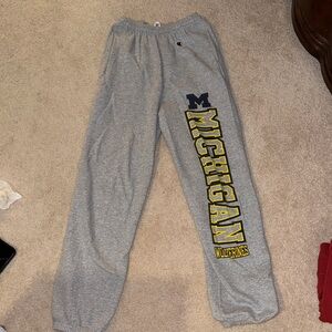Champion Gray Sweatpants with Michigan Logo
